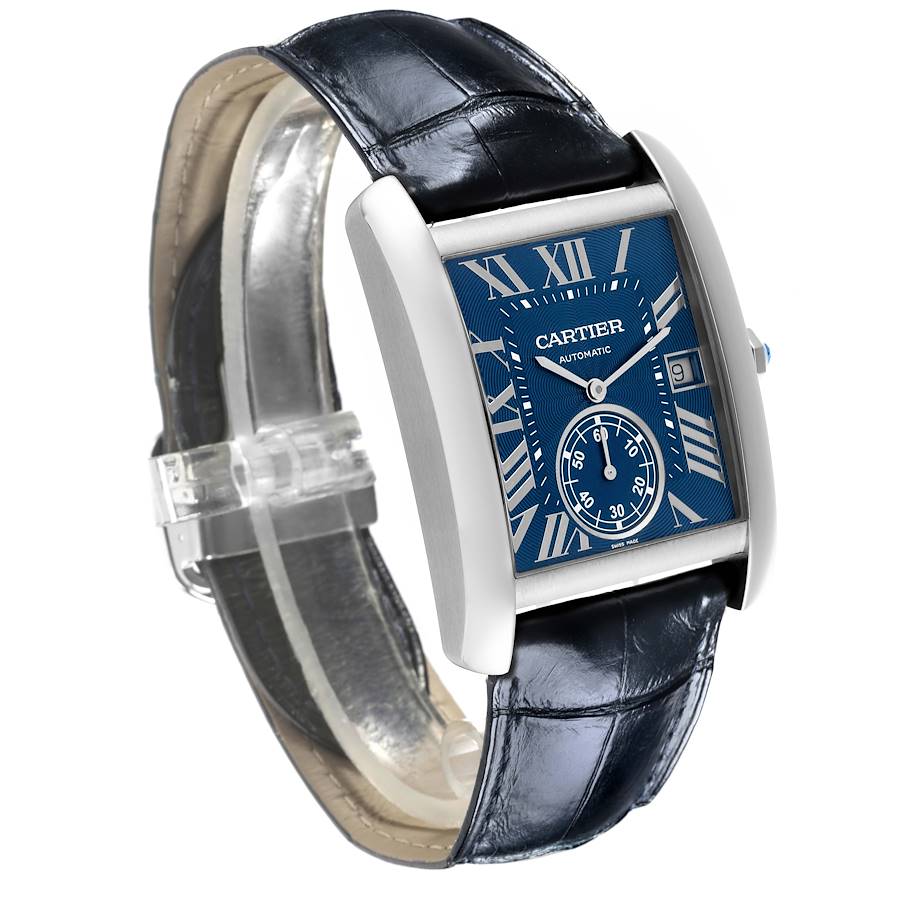 Cartier Tank MC Blue Dial Automatic Steel Mens Watch WSTA0010 Card