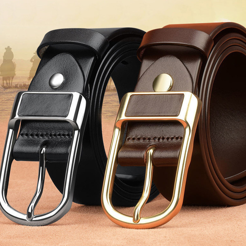 Business Casual PU Leather Square Buckle Cowboy Waistband Belt