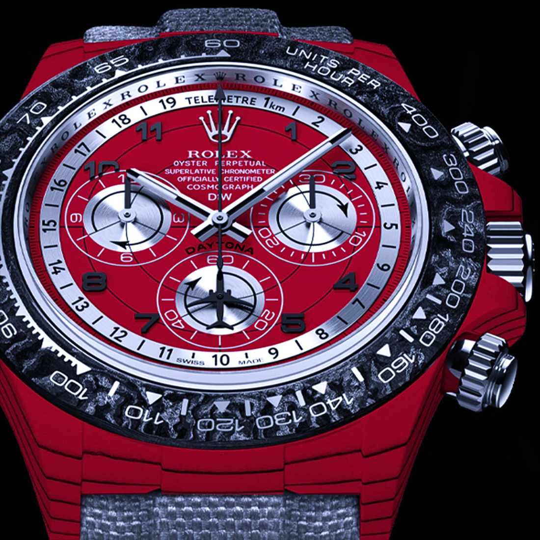 DiW Rolex Daytona "AVIA RED" In Quartz Fiber