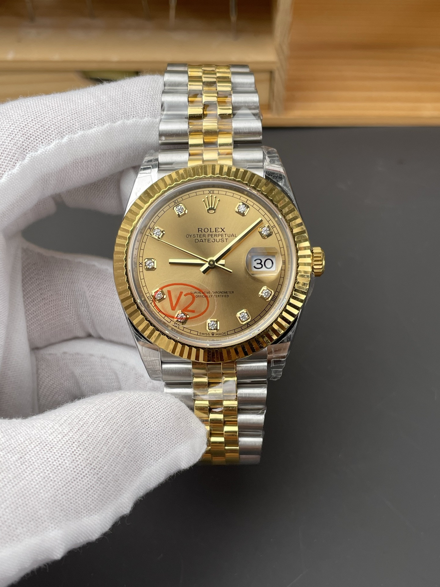 Two-tone Champagne Diamond Dial Datejust V2 Version
