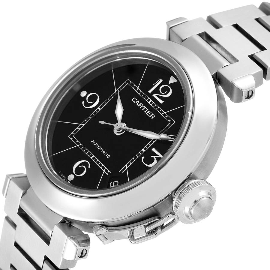 Cartier Pasha C Medium Black Dial Steel Ladies Watch W31076M7