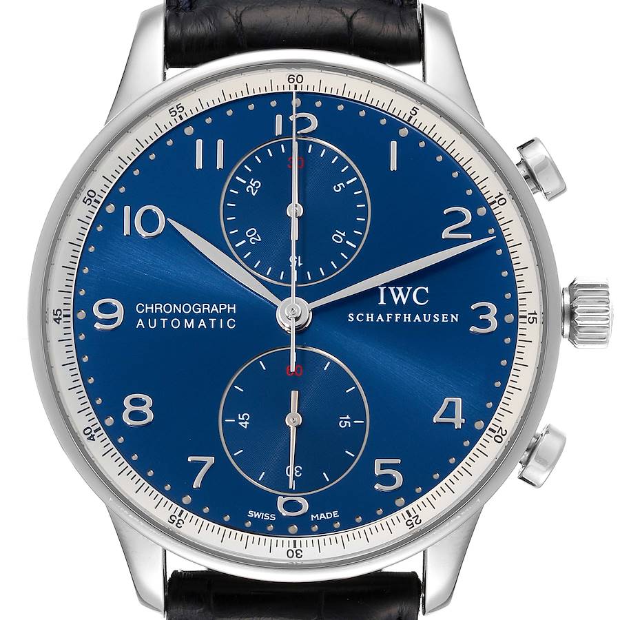 IWC Portuguese Chronograph Blue Dial Steel Mens Watch IW371432