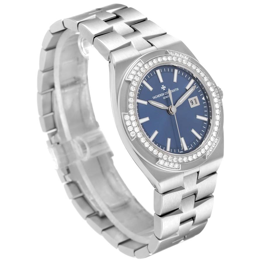 Vacheron Constantin Overseas Blue Dial Diamond Steel Ladies Watch 1205V