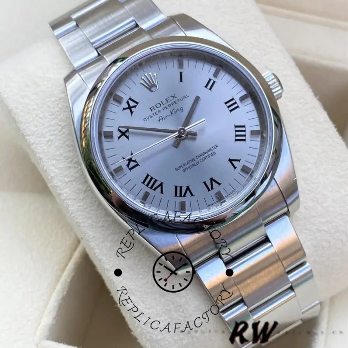Rolex Oyster Perpetual Air-King 114200 Silver Dial 34mm Unisex replica watch