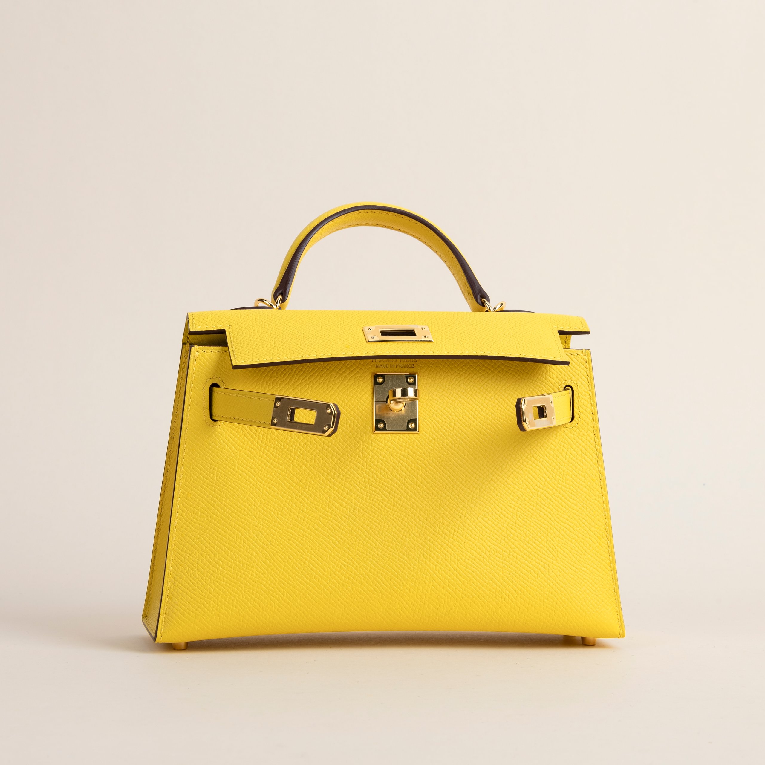 Kelly mini 2 epsom Jaune de Naples GHW