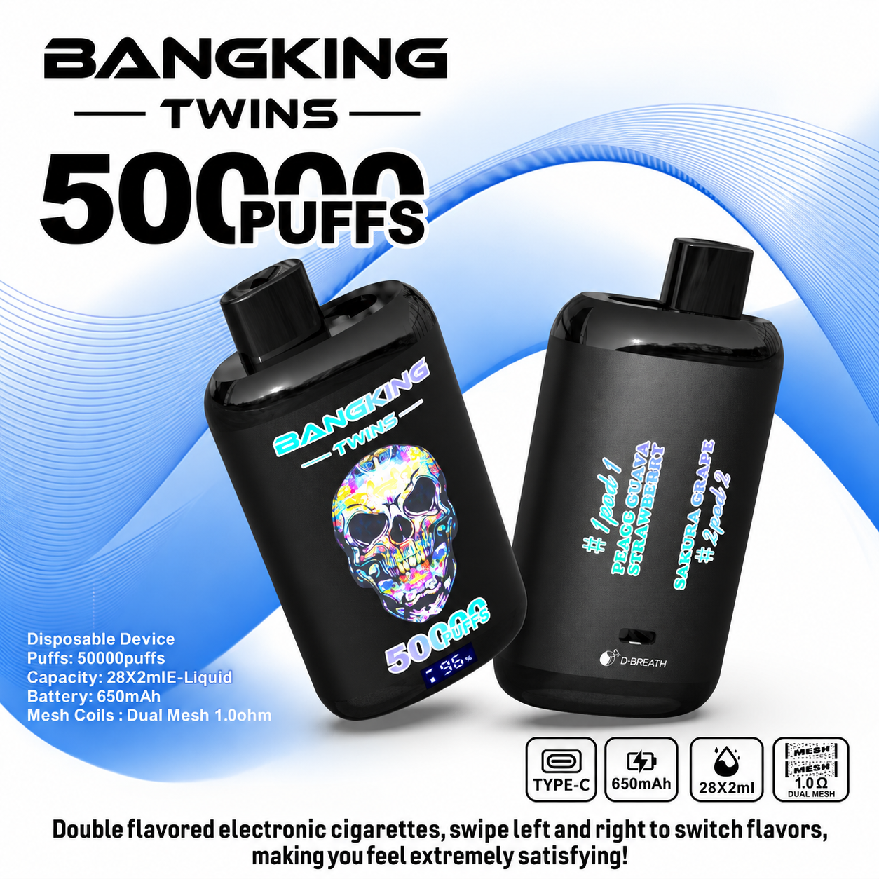 E-papieros Jednorazowy BANG KING TWINS 50K Dostawa 48h|Darmowa wysyłka