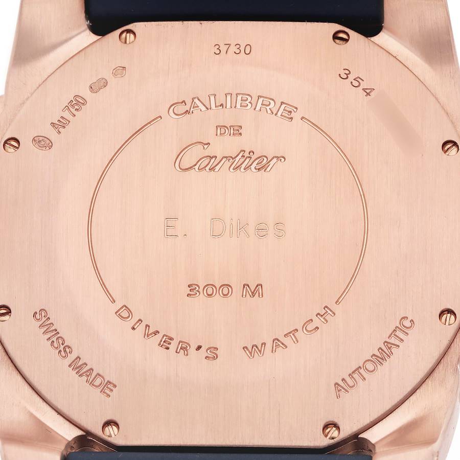 Cartier Calibre Rose Gold Blue Dial Automatic Mens Watch WGCA0010