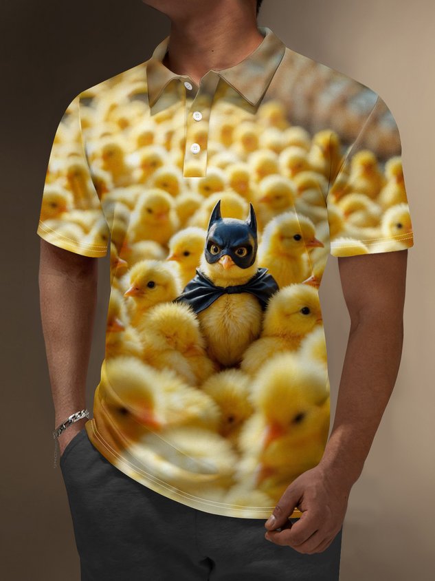 Moisture Wicking Chicken Bat Funny Golf Polo