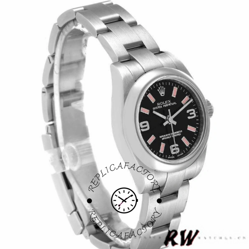 Rolex Oyster Perpetual 176200 Stainless Steel Case Black Dial 26MM Lady Replica Watch