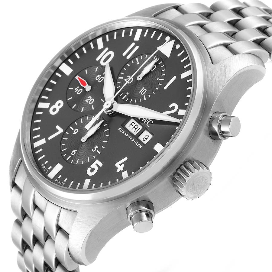 IWC Pilot 41mm Gray Dial Chronograph Steel Mens Watch IW388102