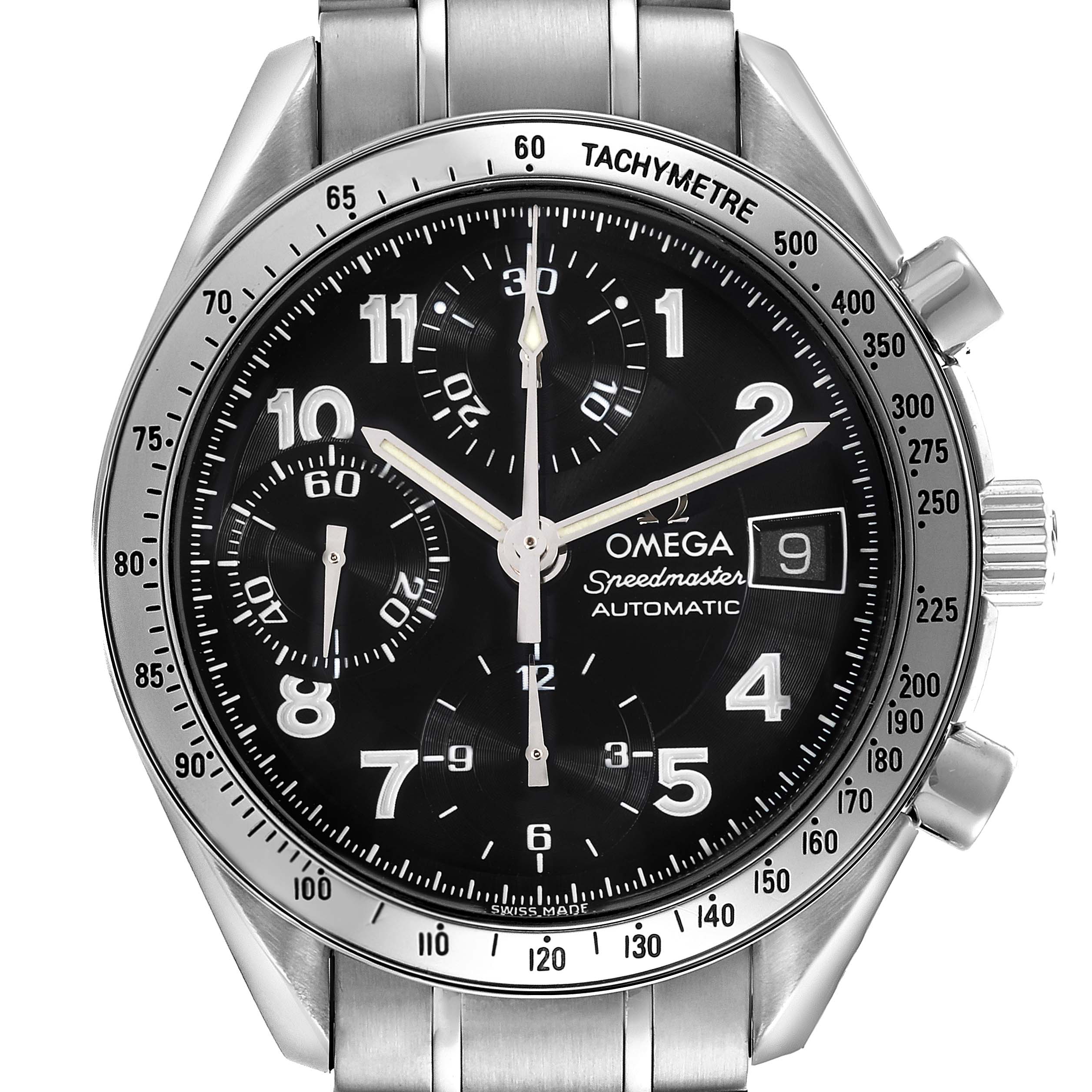 Omega Speedmaster Date Black Arabic Dial Steel Mens Watch 39.0 MM 3513.52.00
