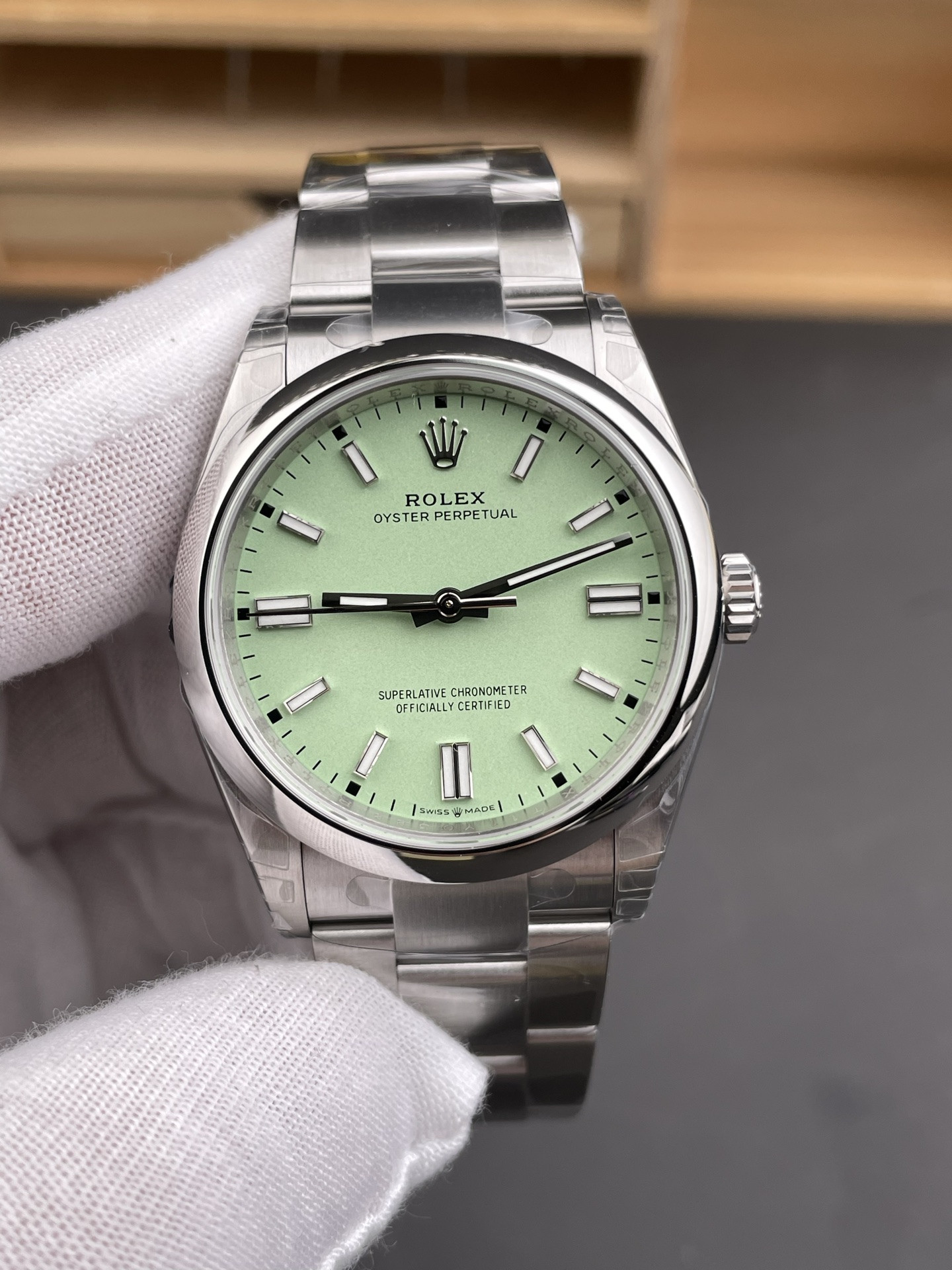 Light Green Oyster Perpetual Pistachio Green Dial