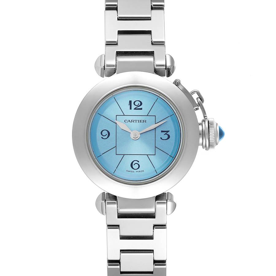 Cartier Miss Pasha 1st Anniversary Blue Dial Steel Ladies Watch W3140024