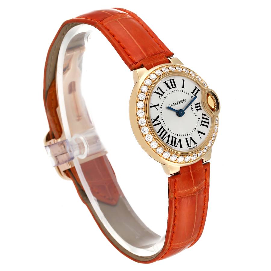 Cartier Ballon Bleu 28mm Yellow Gold Diamond Bezel Ladies Watch WE900151