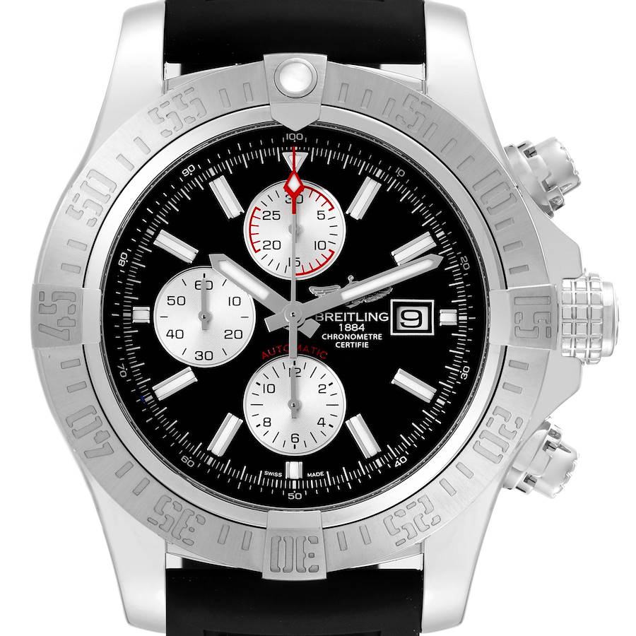 Breitling Super Avenger II Black Dial Steel Mens Watch A13371