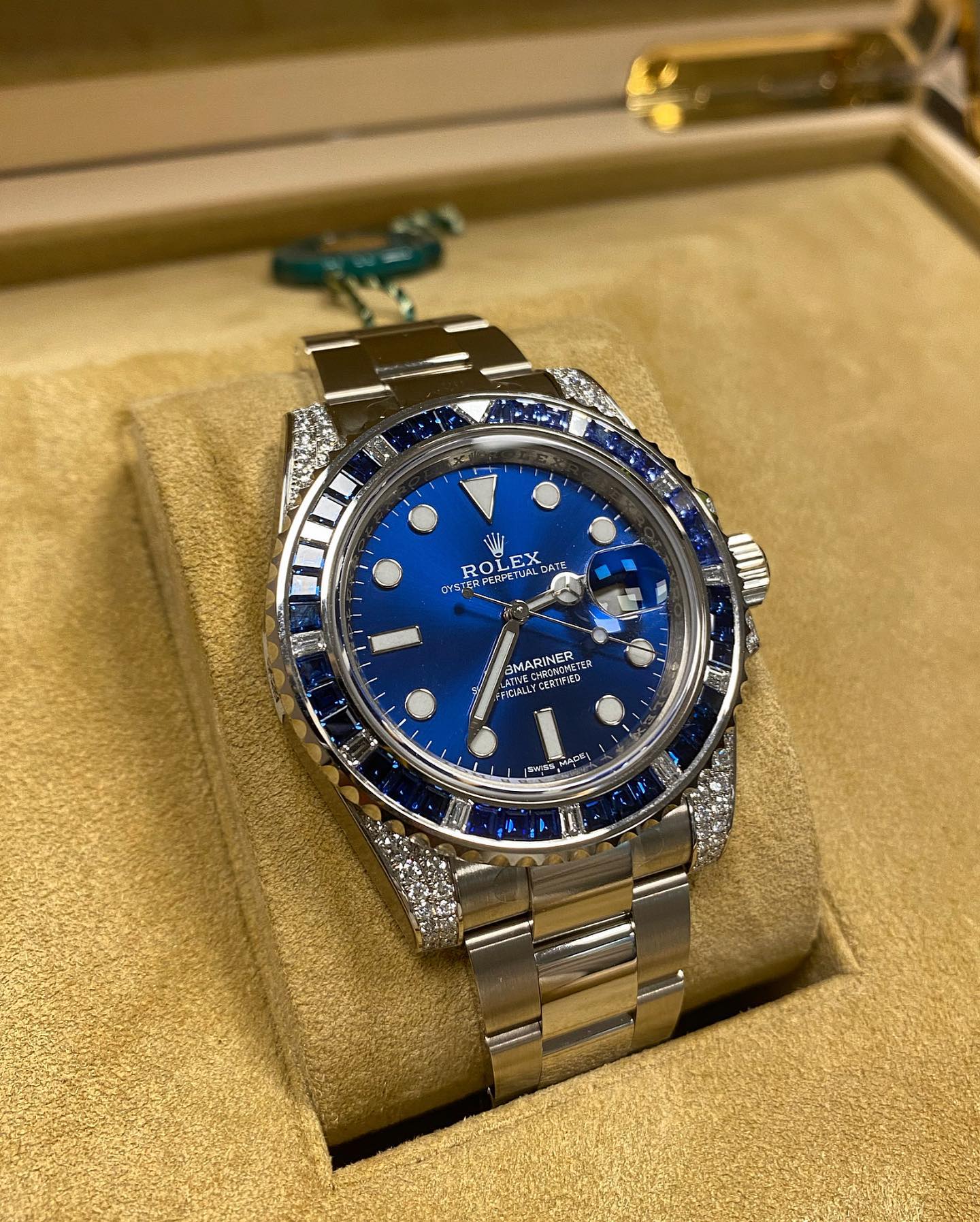 Rolex Submariner Date 116659 SABR 18K White Gold Diamonds Sapphires Unworn