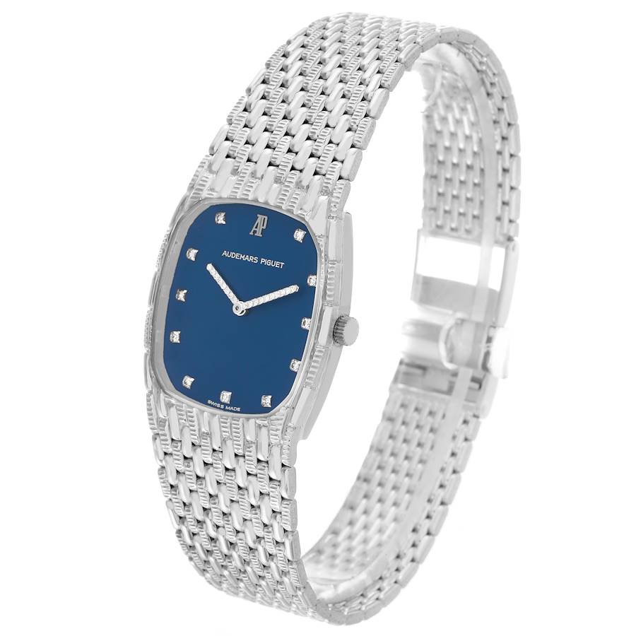 Audemars Piguet White Gold Blue Dial Diamond Vintage Mens Watch