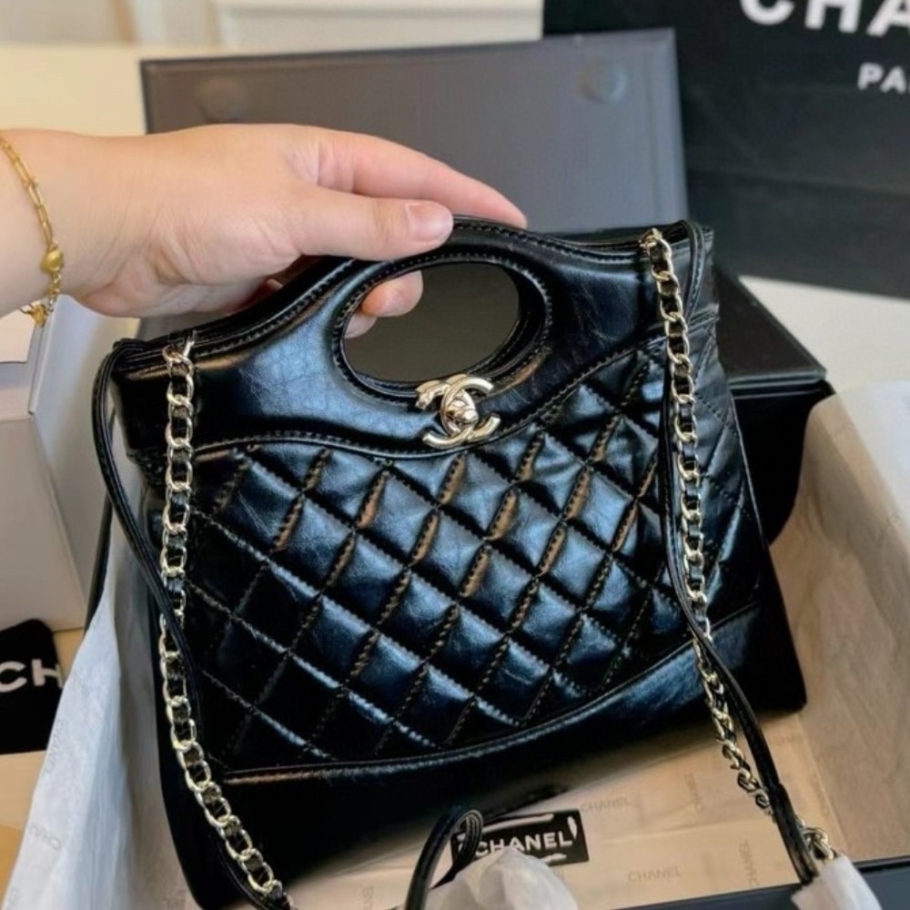 Chanel 31 Bag Leather Black 24Cm