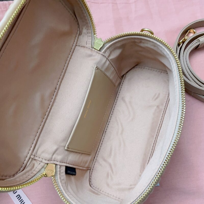 Replica Miu Miu Cosmetic Bag Milk Tea