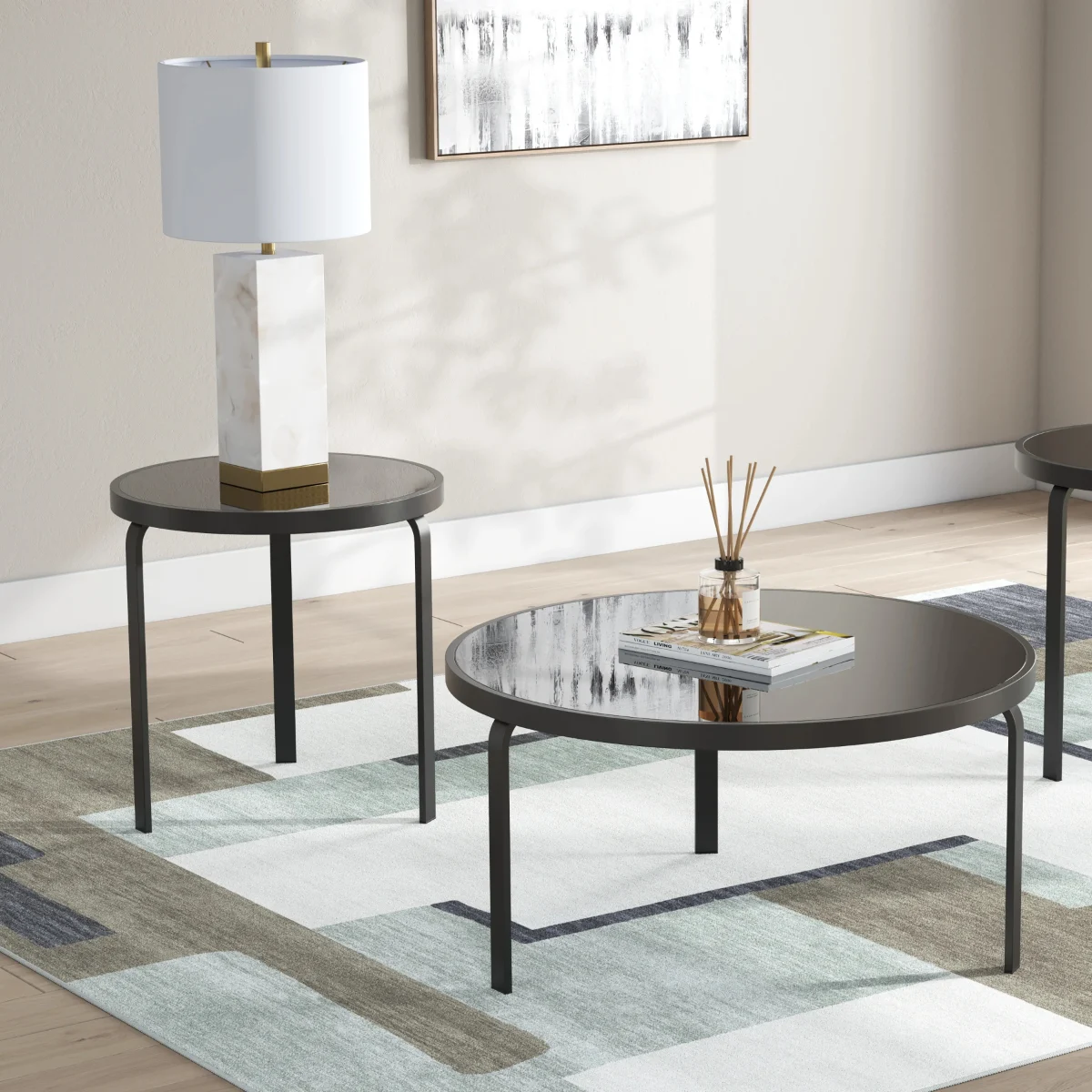 Sleek Contemporary Black Round Table Set