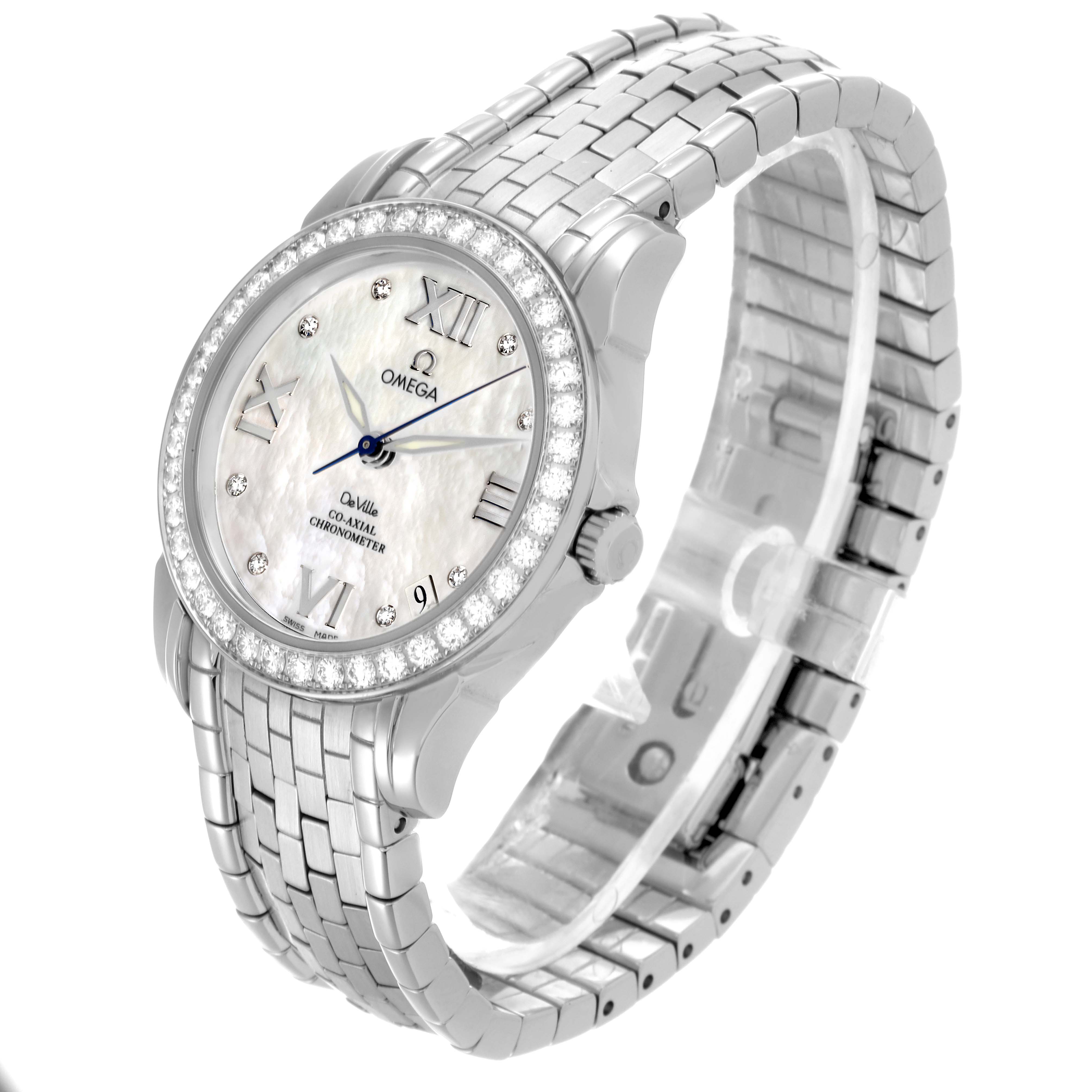 Omega DeVille Prestige MOP Diamond Steel Yellow Gold Ladies Watch 32.5 MM 4586.75.00