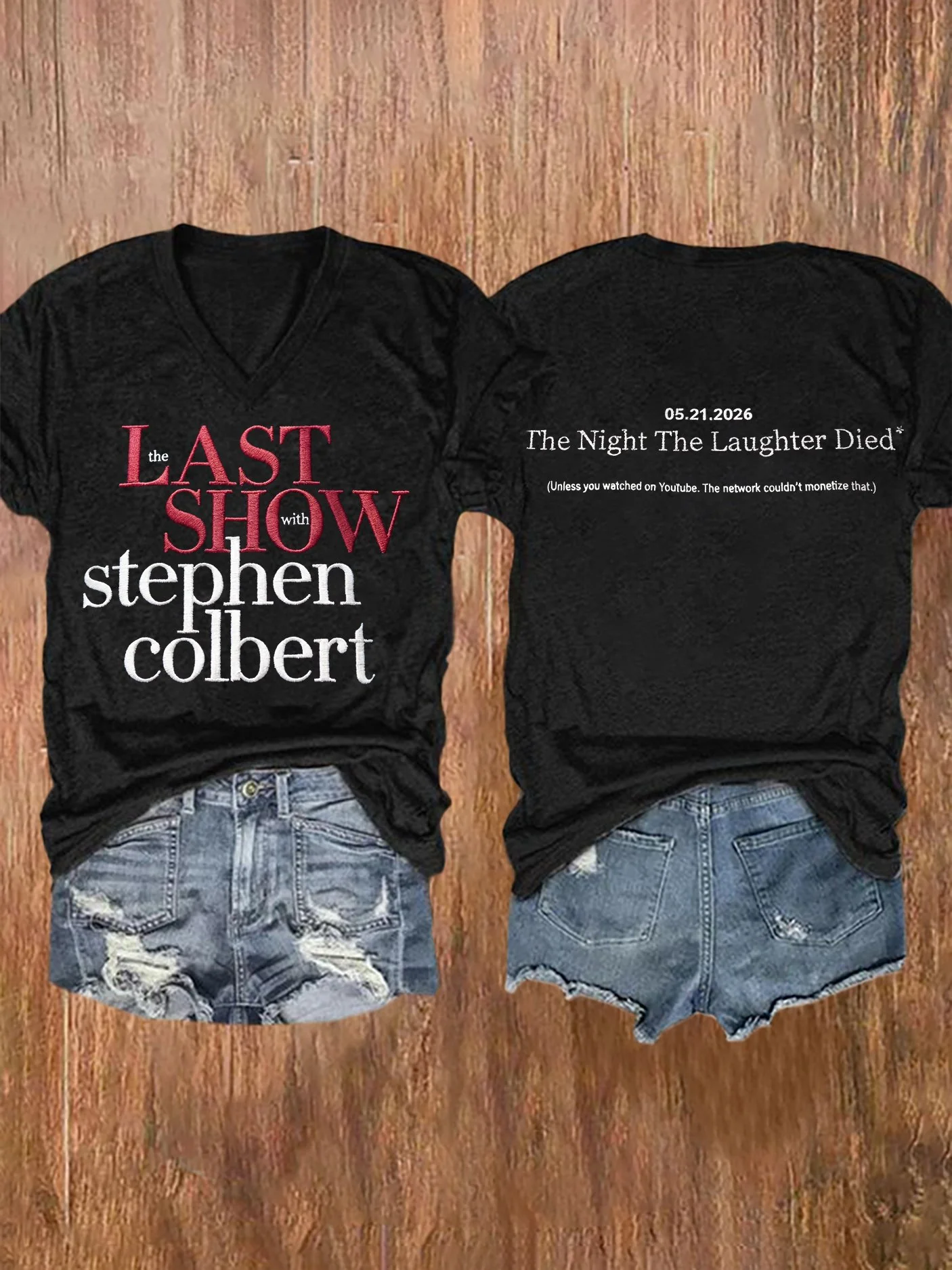 V-Neck Retro Last Show 05.21.2026 The Night The Laughter Died Print T-Shirt