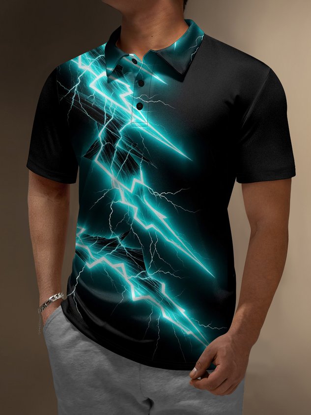 Moisture Wicking 3D Abstract Gradient Color Geometric Short Sleeve Golf Polo