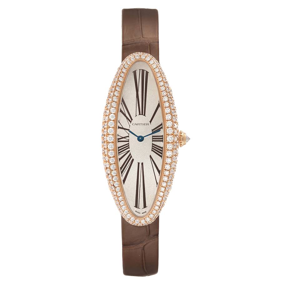 Cartier Baignoire Allongee Rose Gold Diamond Ladies Watch WJBA0006