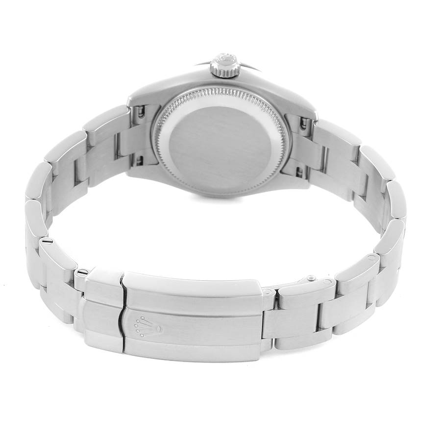 Rolex Oyster Perpetual Black Dial Pink Hour Markers Ladies Watch 176200