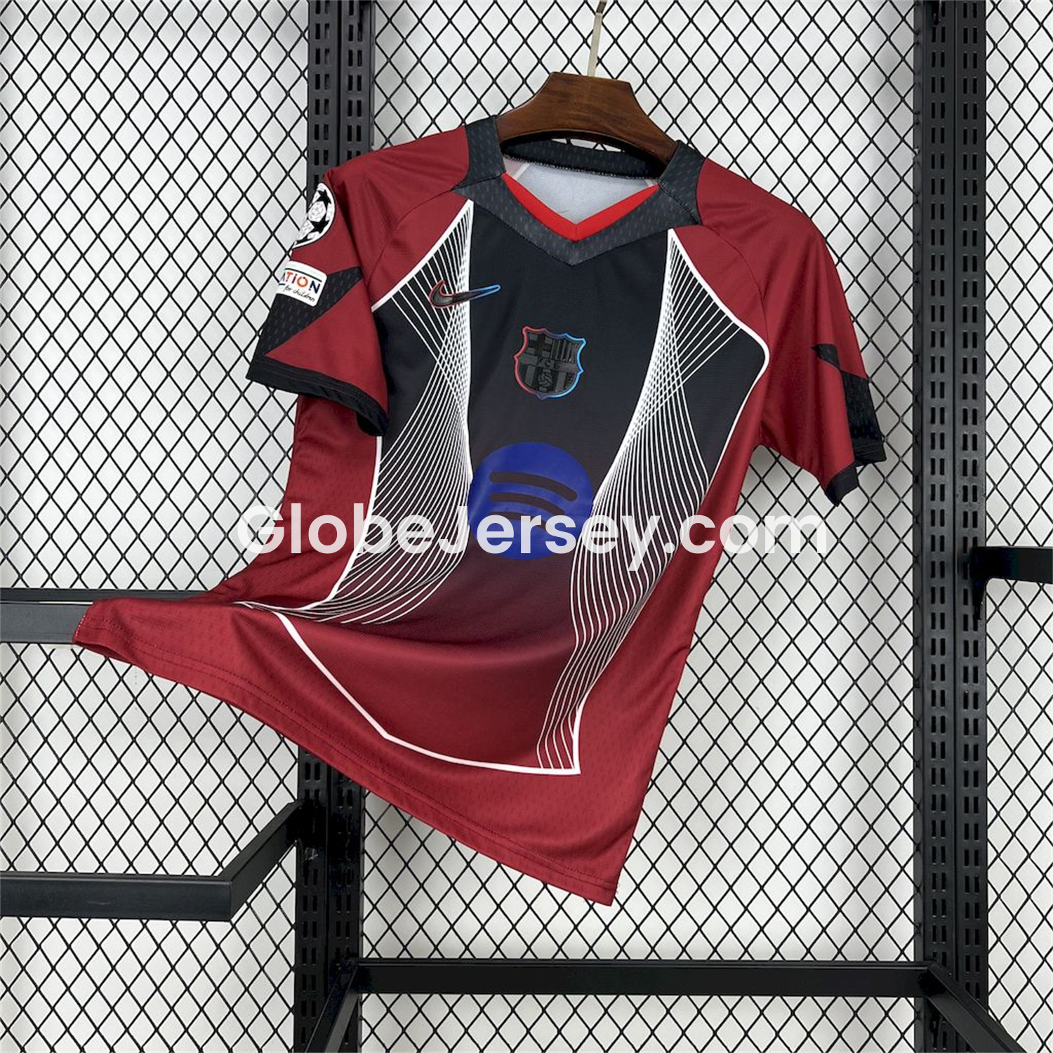 Barcelona 25-26 T90 Red Black Gradient and White Lines Special Jersey - Fans Version