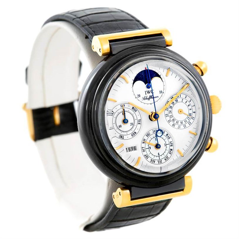 IWC Da Vinci 18K Yellow Gold Ceramic Perpetual Calendar Moonphase Watch 3755