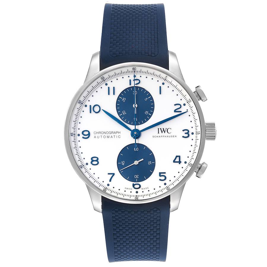 IWC Portuguese Chronograph White Dial Steel Mens Watch IW371620