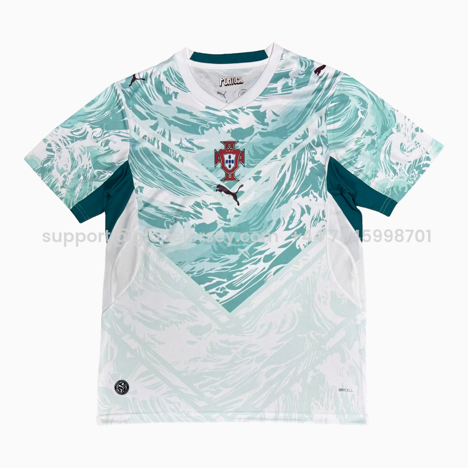 Portugal 2026 Away White And Cyan Jersey - Fans Version
