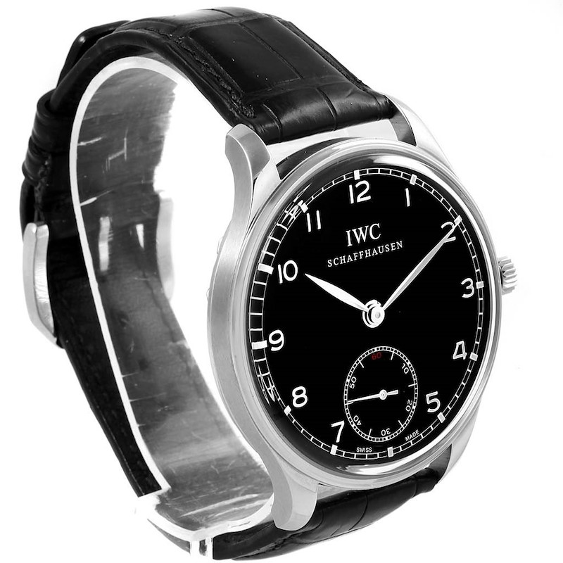IWC Portuguese Black Dial Manual Wind Steel Mens Watch IW545407