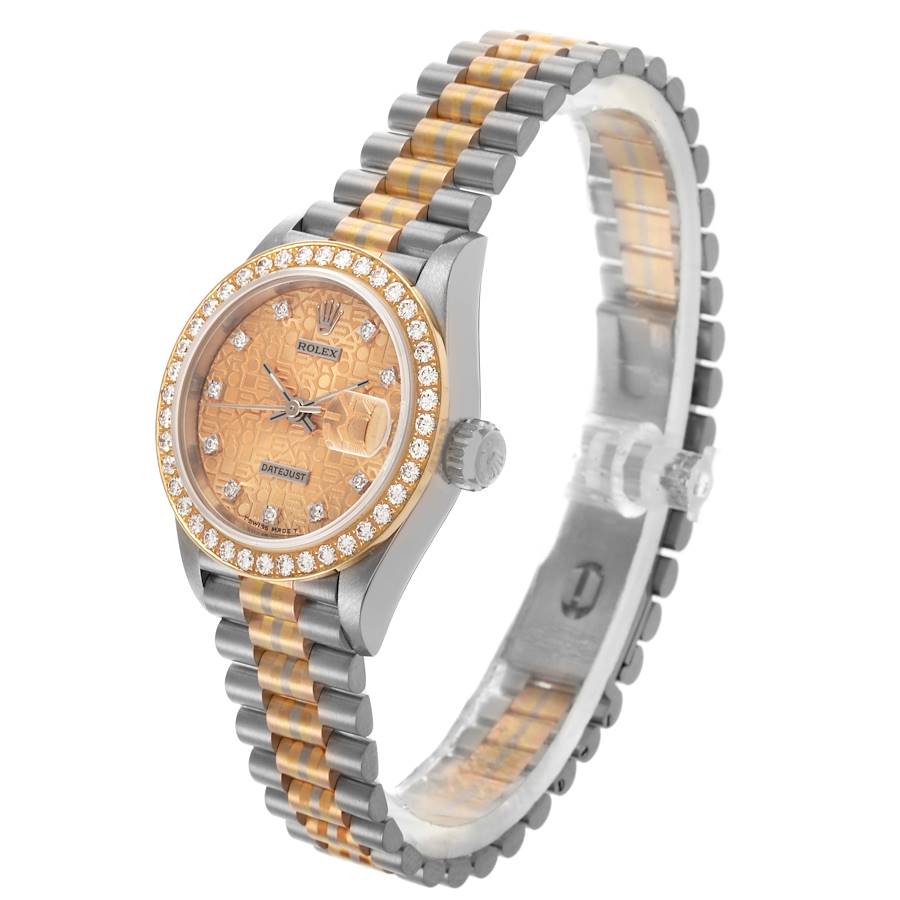 Rolex President Tridor White Yellow Rose Gold Diamond Ladies Watch 69139