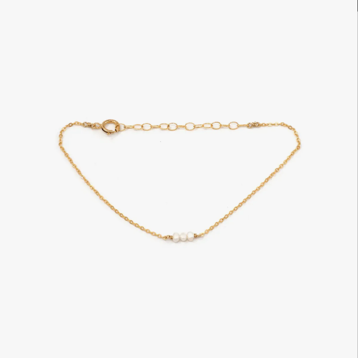 Three Tiny Pearl Gold Fill Bracelet