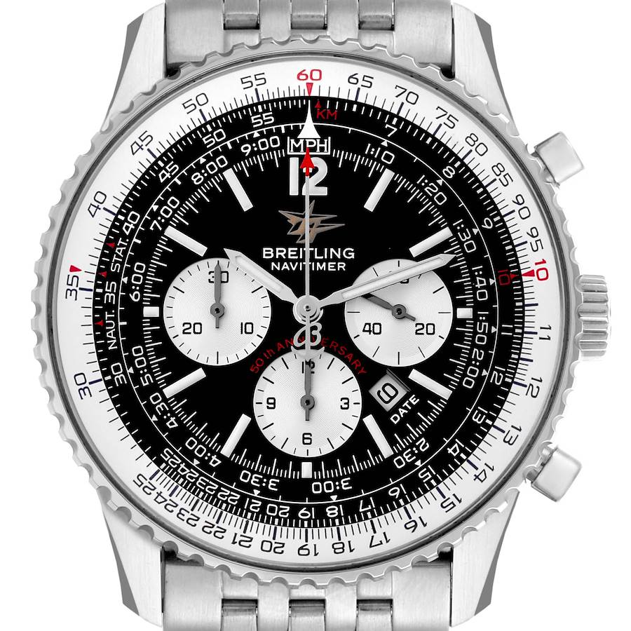 Breitling Navitimer 50th Anniversary Black Dial Steel Watch A41322