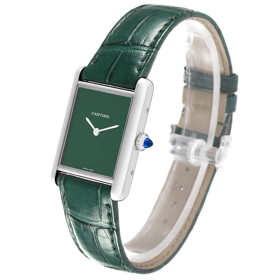 Cartier Tank Must Large Steel Green Dial Ladies Watch WSTA0056 Card