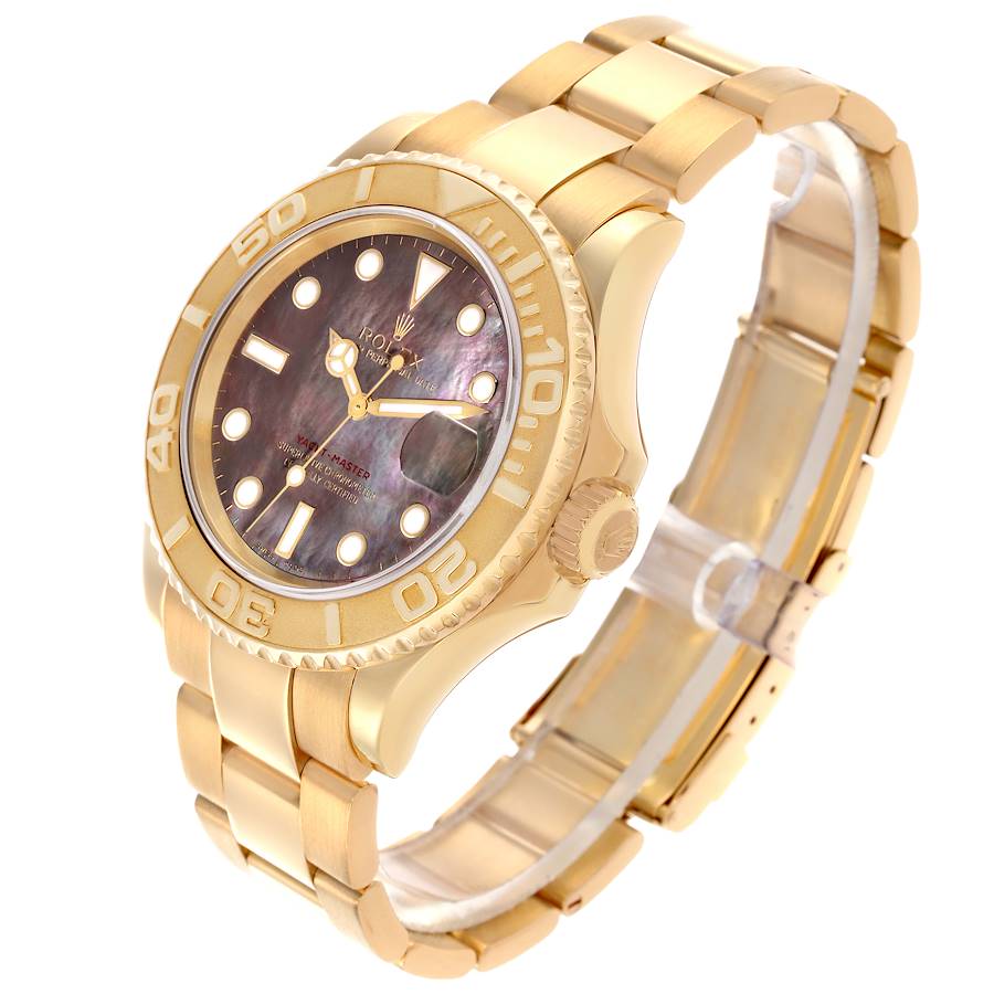 Rolex Yachtmaster 40mm Yellow Gold Black MOP Dial Mens Watch 16628
