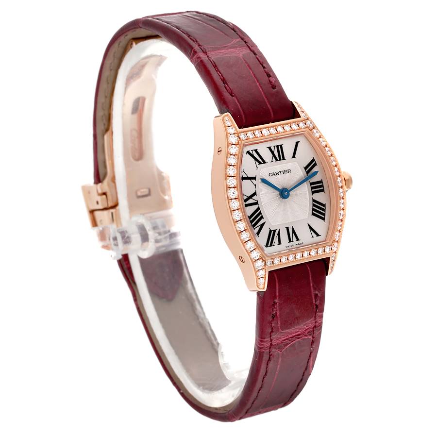 Cartier Tortue Rose Gold Silver Dial Diamond Ladies Watch WA501006