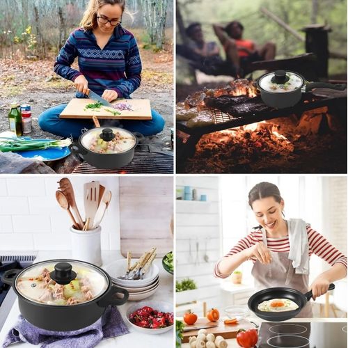13PCS Non-Stick Pots And Pans Set Kitchen Utensil Set-Black