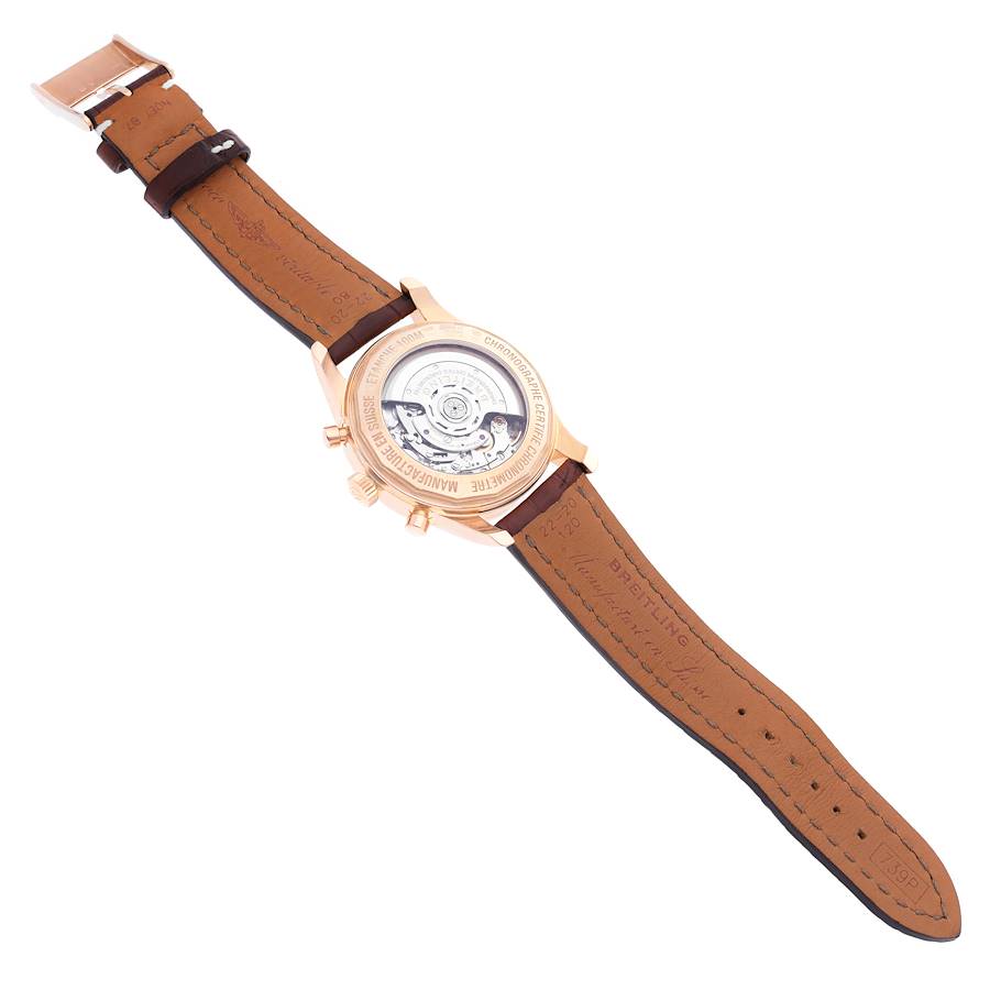 Breitling Transocean 43mm Chronograph Rose Gold Mens Watch RB0152