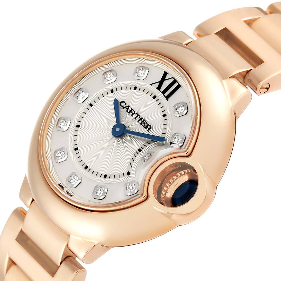 Cartier Ballon Bleu 28mm Rose Gold Diamond Dial Ladies Watch WE902025