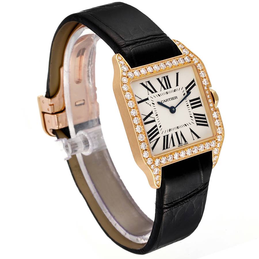 Cartier Santos Dumont Yellow Gold Silver Dial Mens Watch WH100351