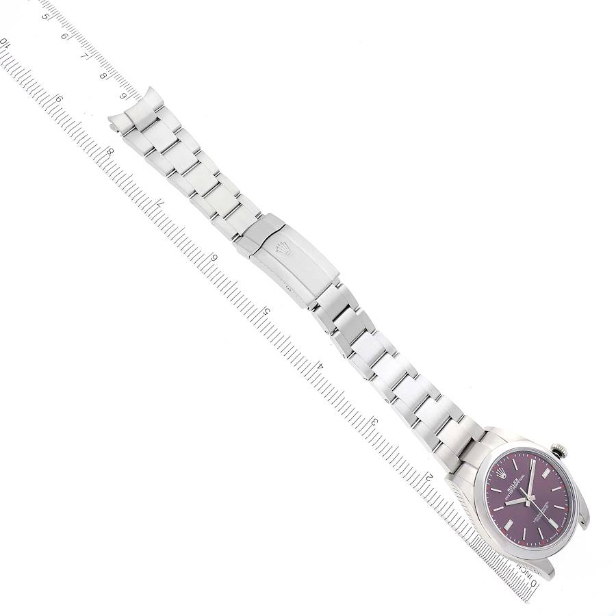 Rolex Oyster Perpetual 39mm Red Grape Dial Steel Mens Watch 114300