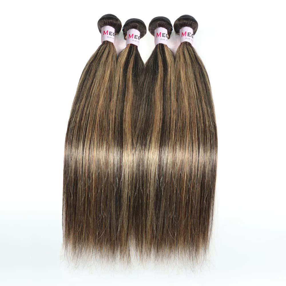 Highlight Balayage Ombre Bundles With 13x4 Lace Frontal Closure 3/4Bundles Virgin Human Hair Bundles Deal