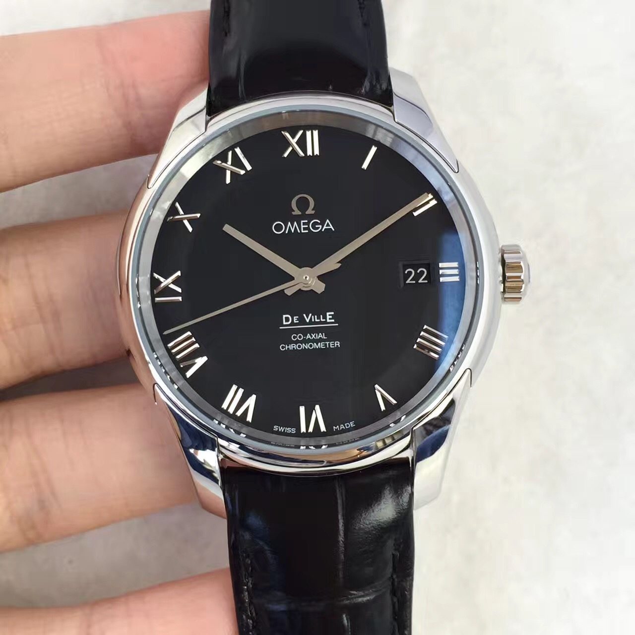Omega De Ville 41 mm, steel on leather strap 431.13.41.21.01.001