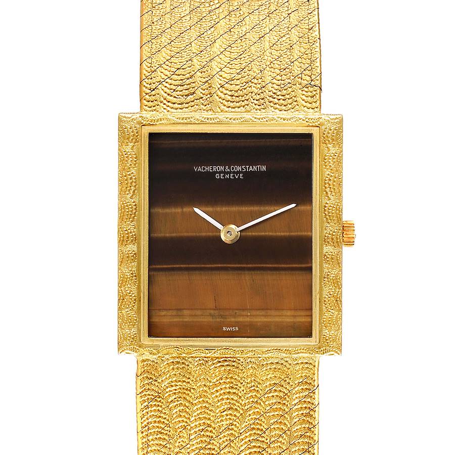 Vacheron Constantin 18k Yellow Gold Tiger Eye Stone Dial Vintage Watch 7255