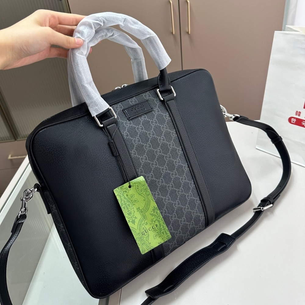 Gucci Medium Gg Briefcase With Tag Black 40cm ‎795461 Facu5 1000
