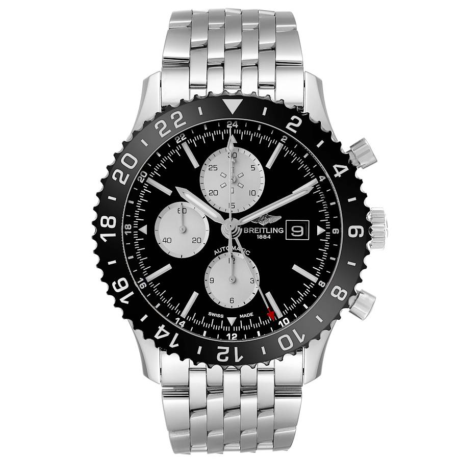 Breitling Chronoliner Black Dial Steel Mens Watch Y24310